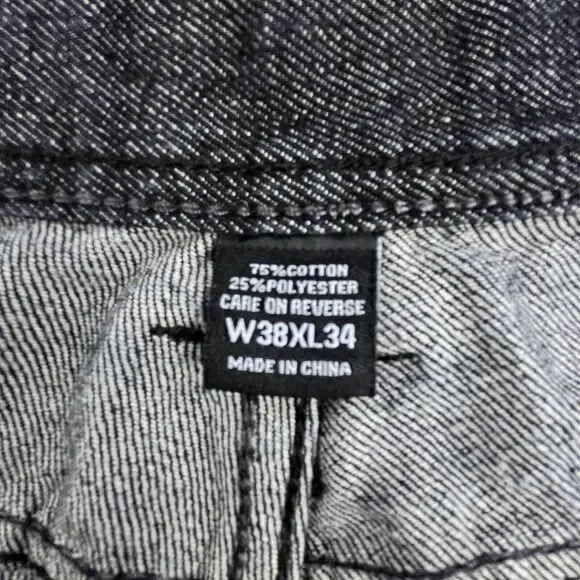 Imperious Delf Trading Jeans 38x33 Black Vintage Flap Pocket Embroidered Rock - Picture 11 of 16